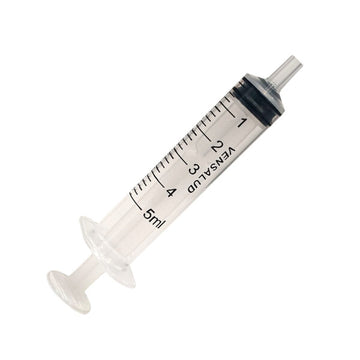 VENSALUDE | Seringa Descartável 5ml | Polipropileno | Luer Slip | Cone Central | Esterilizado | Sem látex | Pacote 100 | Para uso médico e laboratórios