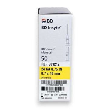 Cateter intravenoso BD Insyte Vialon | Caixa 50 Unidades | Amarelo | Conexão Luer Lock | Sem látex | Alta segurança