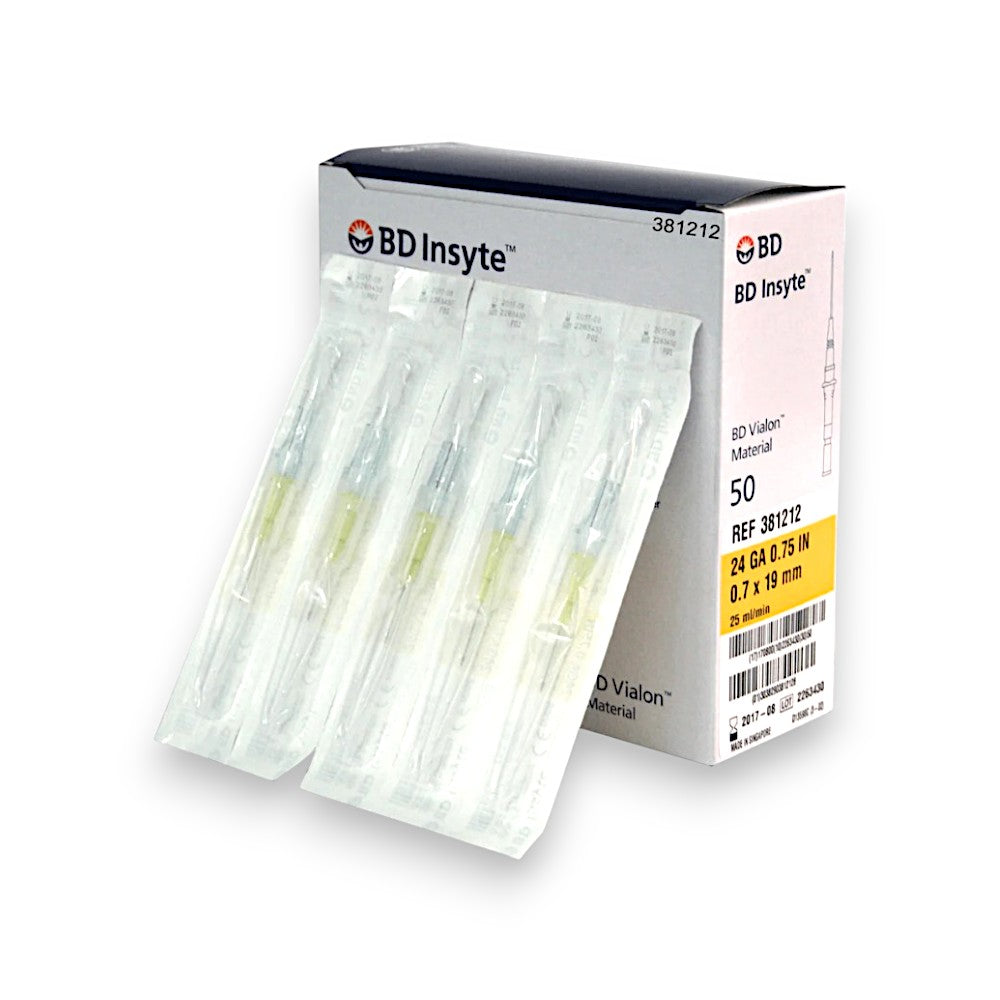 Cateter intravenoso BD Insyte Vialon | Caixa 50 Unidades | Amarelo | Conexão Luer Lock | Sem látex | Alta segurança