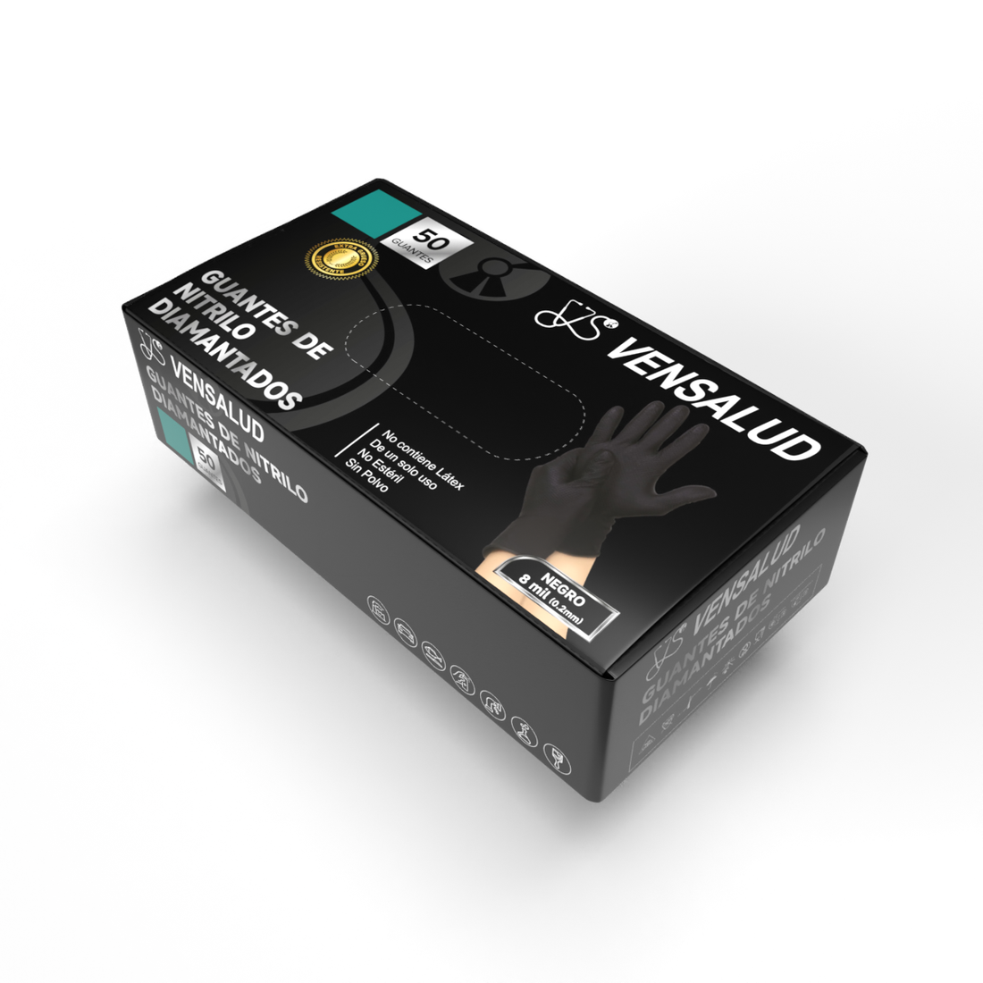 Luvas de nitrilo Black Diamond VENSALUD | Proteção Superior | À prova d'água e resistente a óleo | Ideal para Cozinha, Jardinagem e Oficinas | 50 unidades