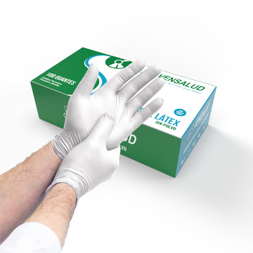 Powder-Free White Latex Gloves | Strong and Soft | Ambidextrous and Comfortable | High Quality and Protection | Box of 100 Units | Sizes S, M, L, XL