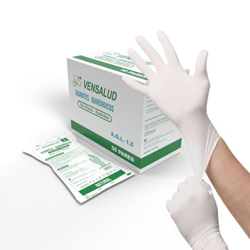 Luvas cirúrgicas estéreis de látex sem pó | Proteção e Precisão Superiores | Textura antiderrapante | AQL 1.5 | Tamanhos 6,5, 7, 7,5, 8 | 100 unidades