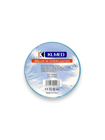 Rolo de esterilização para autoclave KLMED | Filme Azul Transparente | Papel de Alta Resistência com Testemunha de Processo | Disponível em vários tamanhos