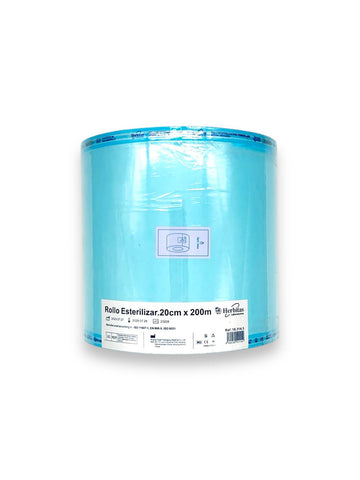 Rolo de Esterilização em Autoclave 20 cm x 200 m | Alta qualidade | Laboratórios Herbitas | Identificação Rápida com Filme Azul |