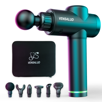 VENSALUD | Percussion Massage Gun | 30 Speeds | 6 Interchangeable Heads | Silent Motor | LCD Screen | Rechargeable Battery for Muscle Relief