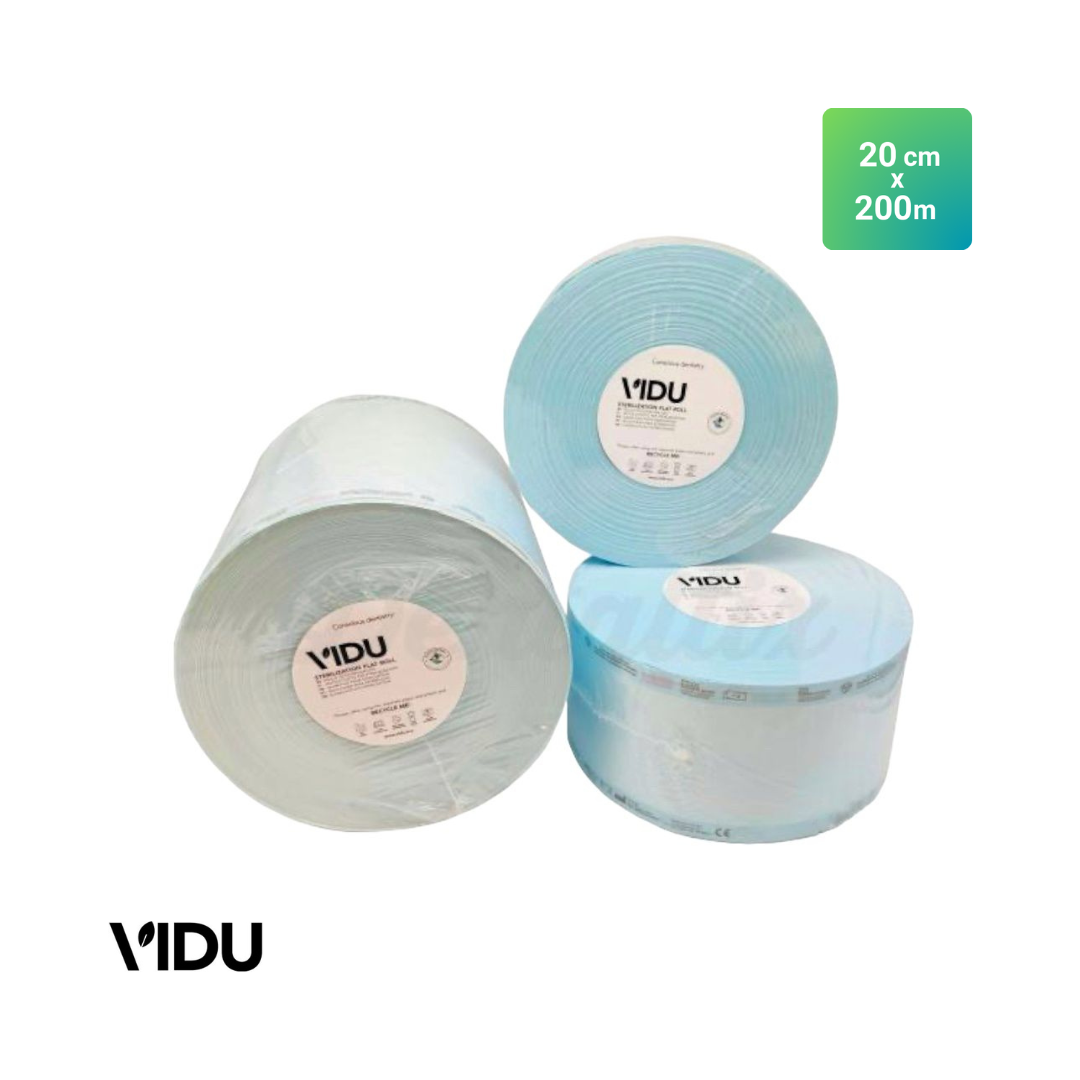VENSALUDE | Rolos de esterilização VIDU para autoclave | Cor Azul Transparente | Resistência Reforçada | Indicadores de Processo | 60g/m² e 70g/m²